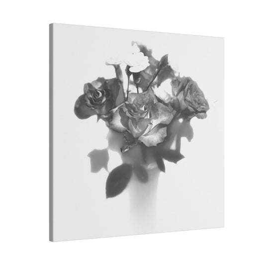 giclée canvas print featuring black and white photograph of roses