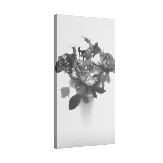 giclée canvas print featuring black and white photograph of roses