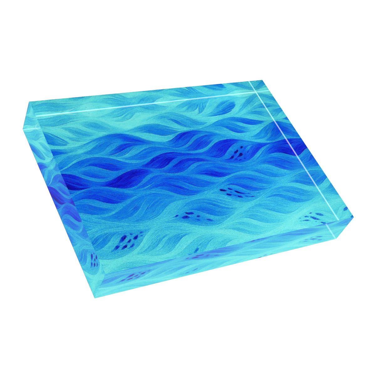 Perspective shot emphasizing thickness and the vibrant blue gradient’s three-dimensional effect