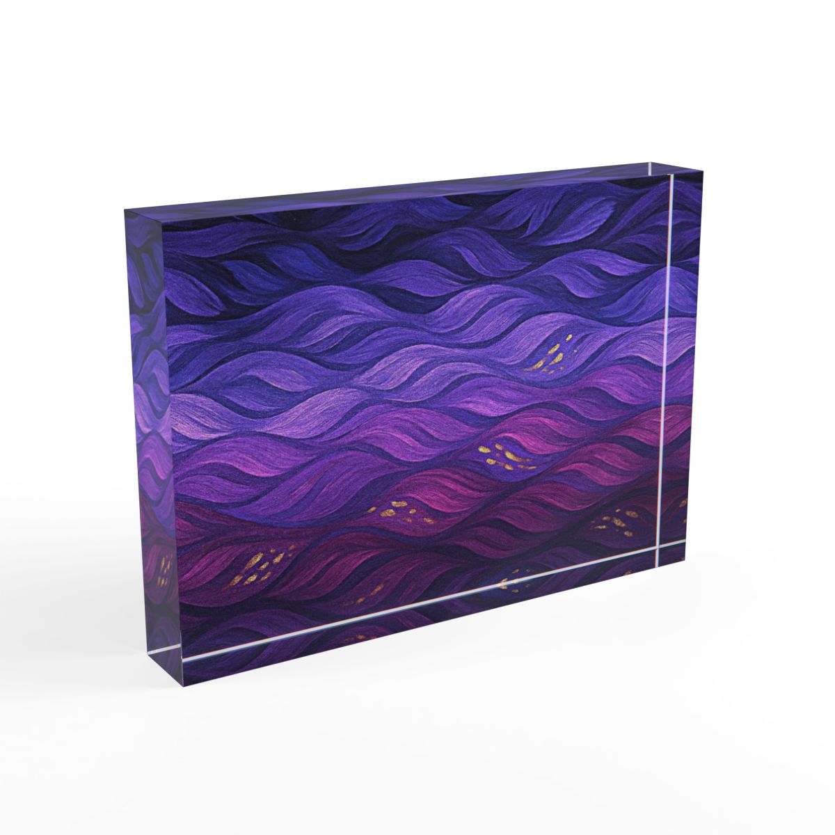 Left-side angle revealing polished edges that prism light across the rainbow gradient
