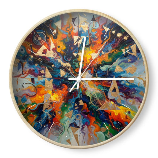 Colorful Handmade in UK Non-Ticking Abstract Wall Clock featuring vibrant design and artistic details