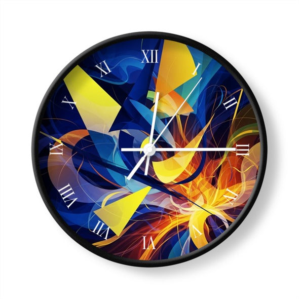 Colorful modern design Handmade in UK Wooden Wall Clock with Roman numerals for stylish decor