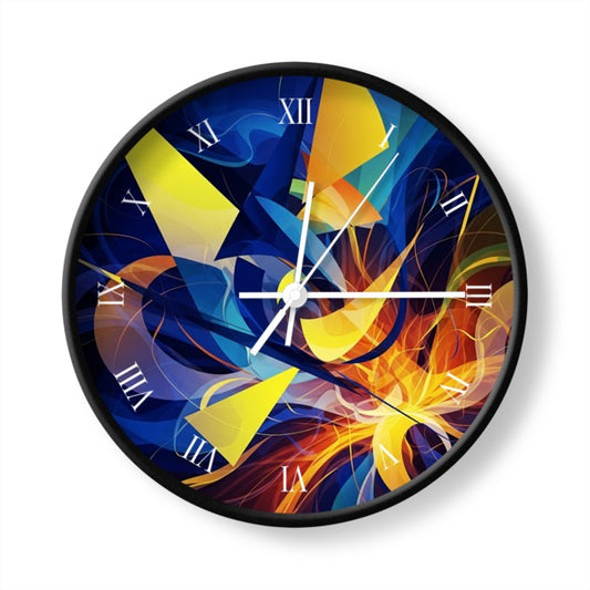 Colorful modern design Handmade in UK Wooden Wall Clock with Roman numerals for stylish decor