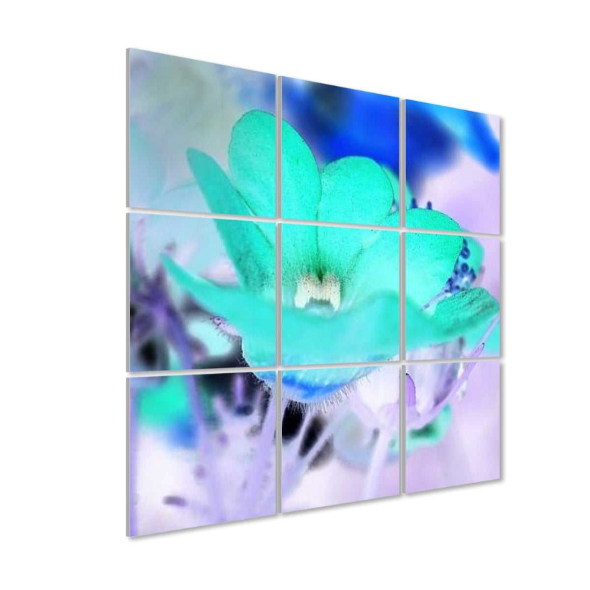 9 floral decorative sound absorbing wall panels featuring red flower, color: inverted