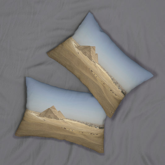 lumbar pillow featuring Pyramids of Giza size: 20''x14''