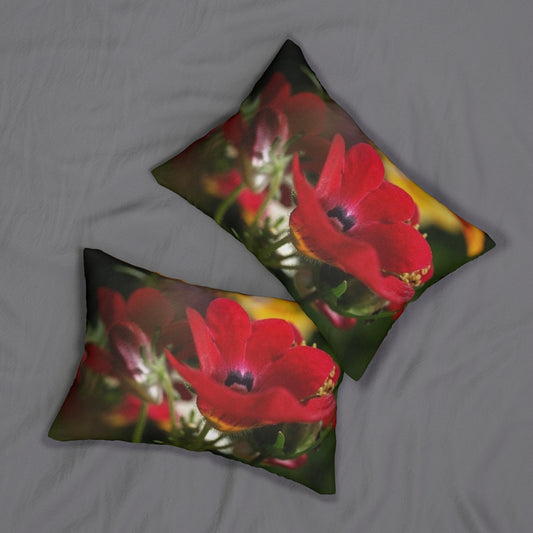 lumbar pillow featuring red flower size: 20''x14''