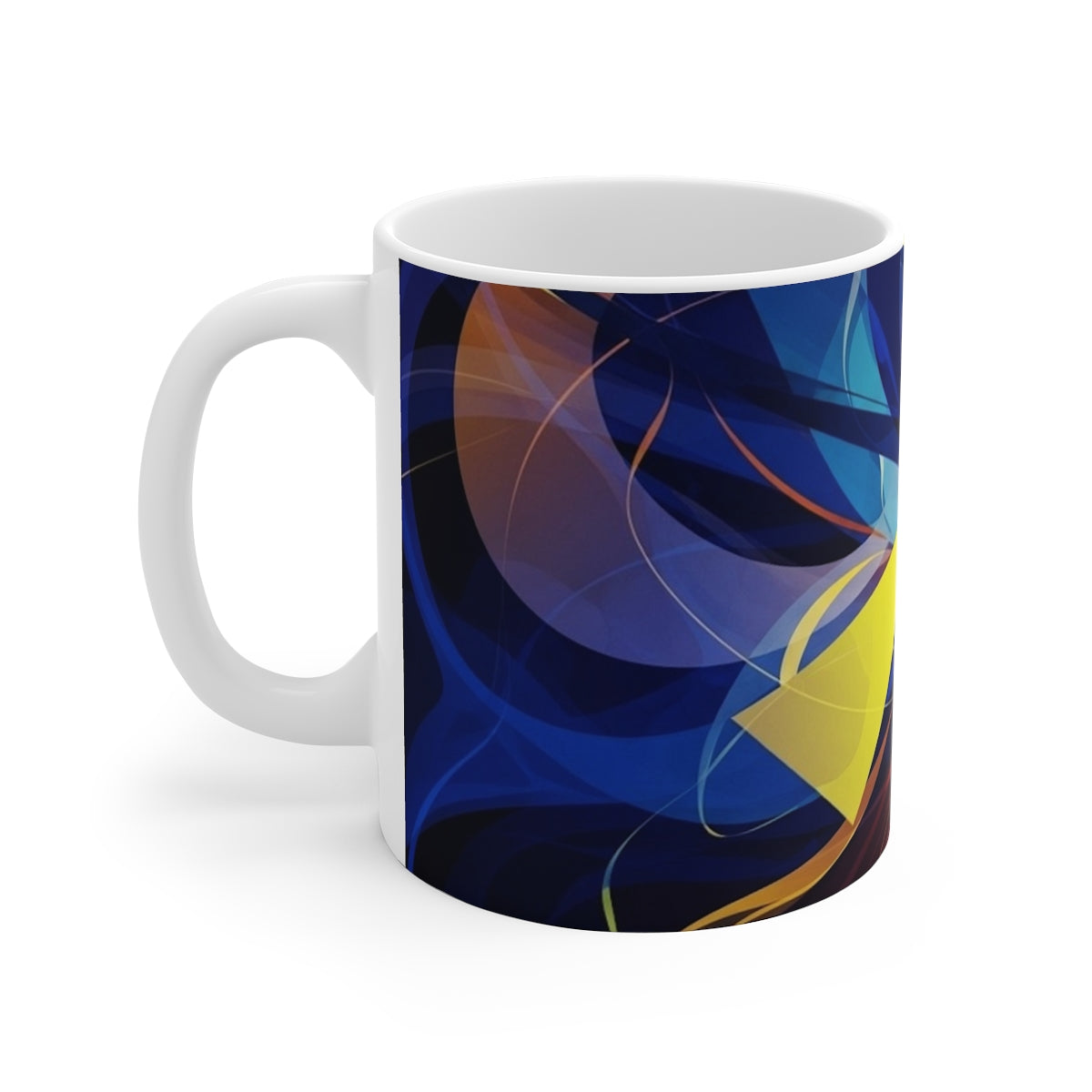 Made in UK 11oz Ceramic Vibrant Colourful Abstract Art Coffee Mug with unique design
