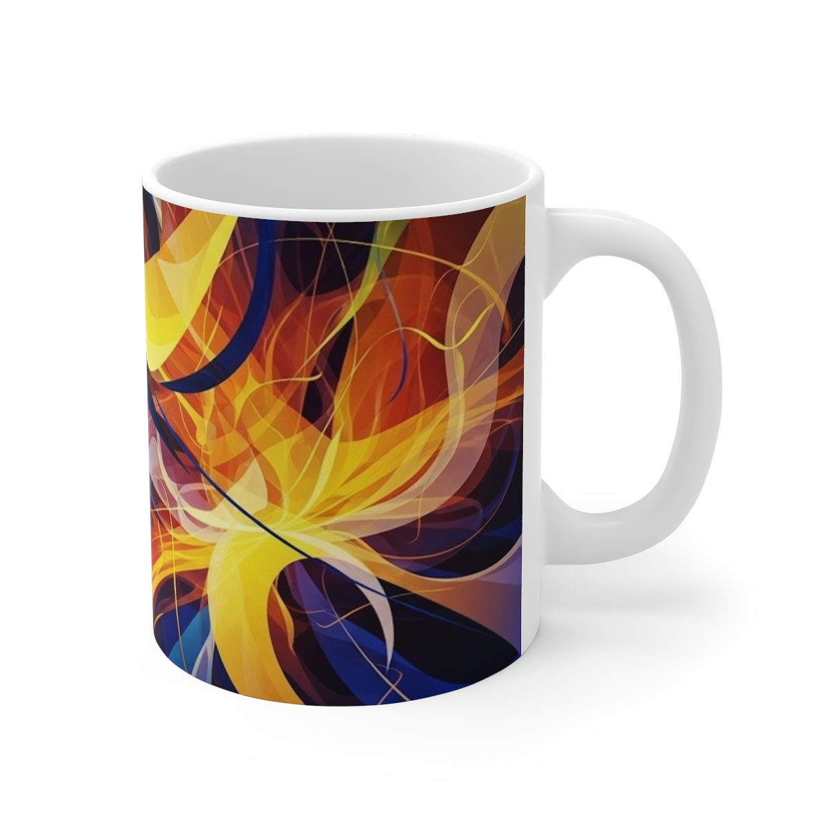 Made in UK 11oz Ceramic Vibrant Colourful Abstract Art Coffee Mug featuring a striking design