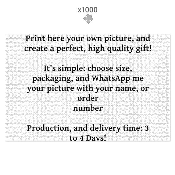 Custom made jigsaw puzzles with 1000 pieces for personalized photo gifts from Papi's Canvas
