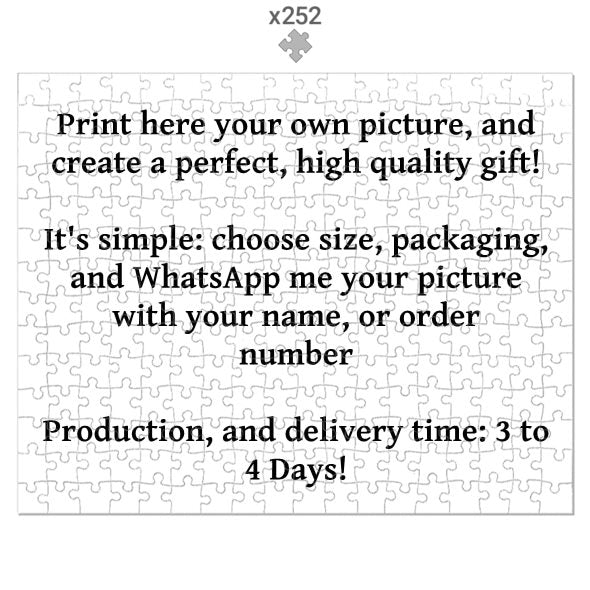 Custom made jigsaw puzzles with 252 pieces featuring personalized photo printing for a high quality gift