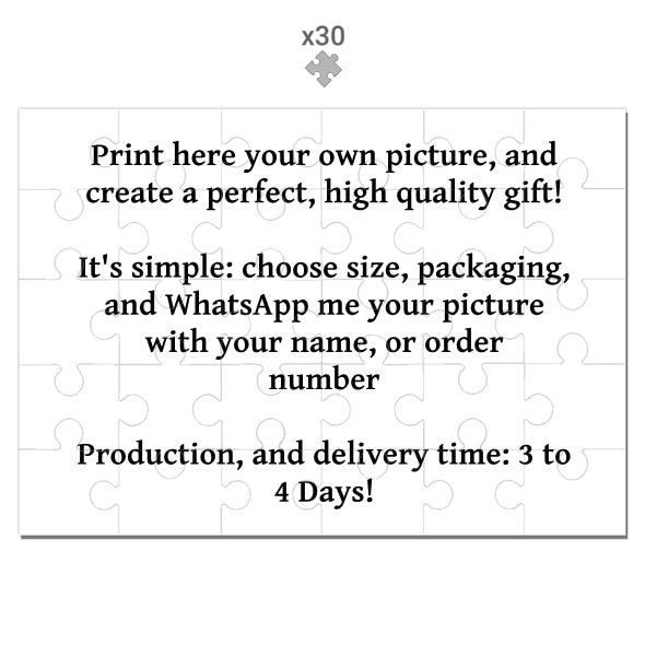 Custom made wooden jigsaw puzzles with 30 pieces allowing you to print your own picture for a personalized gift