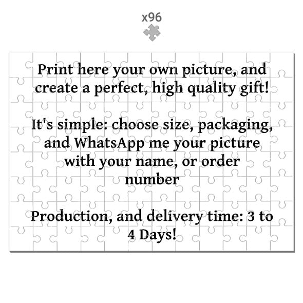 Custom made wooden jigsaw puzzles with 96 pieces for personalized photo gifts by Papi's Canvas