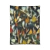 Comforter in abstract green, ochre, and black tones displayed flat on white background, size 68'' x 88''