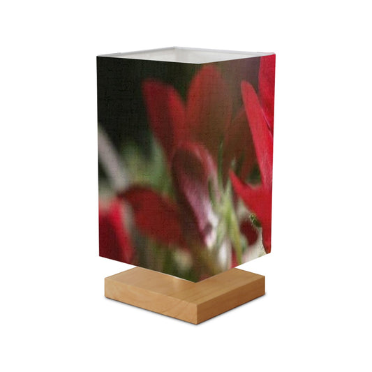 Square Table Lamp featuring red flower close up photo graph size: 5.5''x5.5''x11''