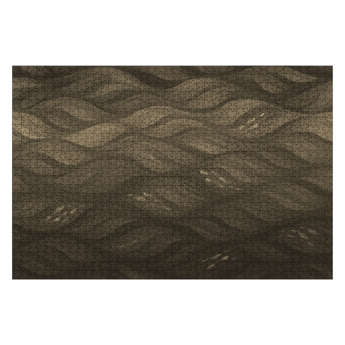 Sepia-toned wooden puzzle with soft brown and beige waves, 1000-piece format