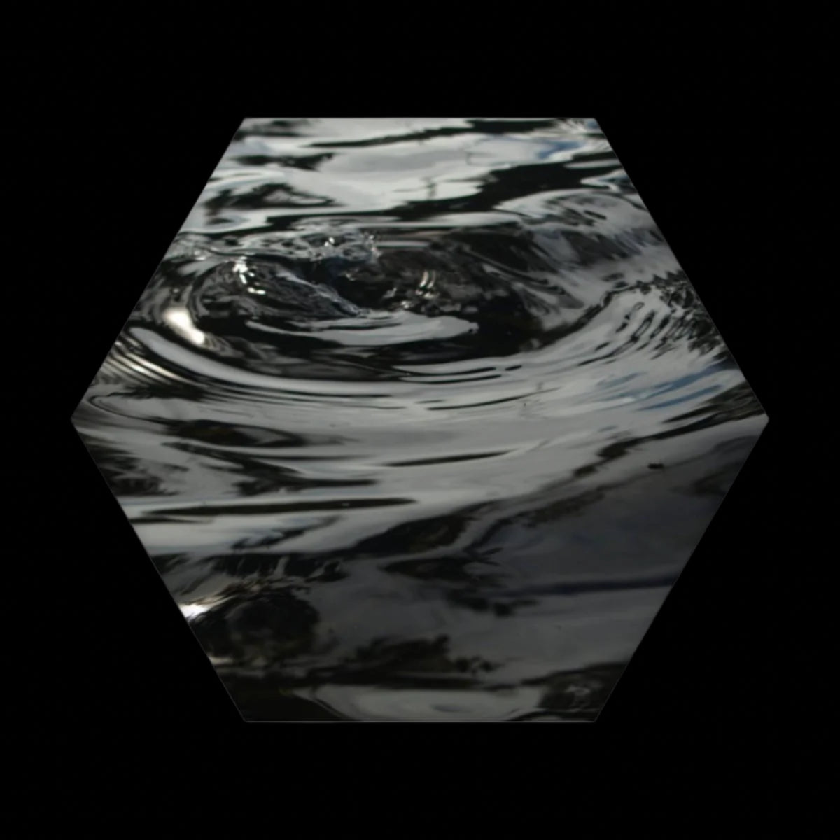 hexagonal decorative sound absorbing panel featuring waves on the water, color: original
