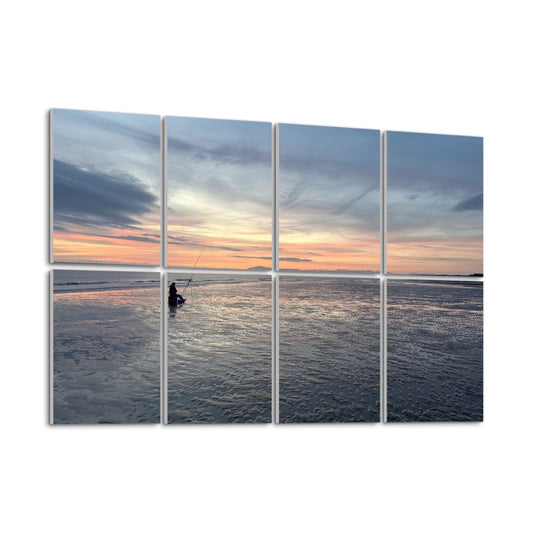 8 Decorative Sound Absorbing Wall Panels featuring ocean sunset with calm water and cloudy sky