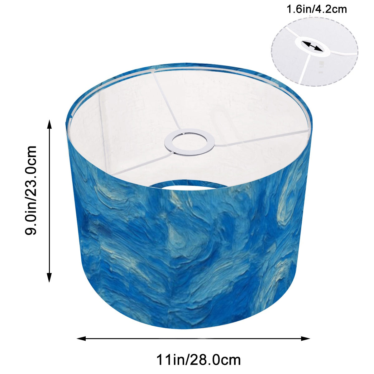 Unique made in usa arc floor lamp replacement shade in vibrant blue currents pattern, dimensions 9″×11″