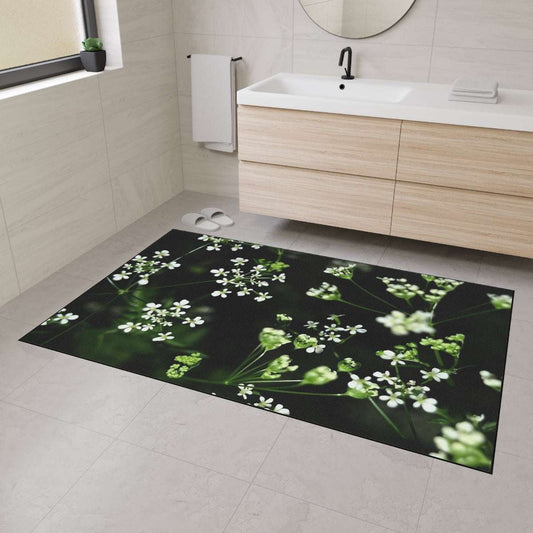 floral Heavy Duty Floor Mat featuring while little flowers