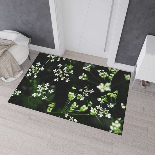 floral Heavy Duty Floor Mat featuring while little flowers