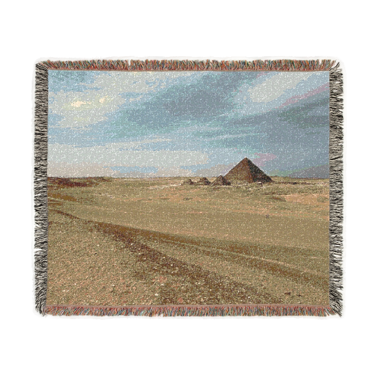 woven blanket featuring pyramid of menkaure size: 60''x50''